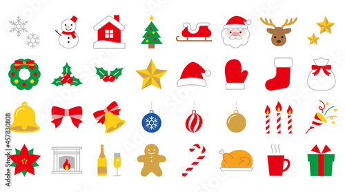 フラットデザインなクリスマスアイコンセット　Christmas flat design icons