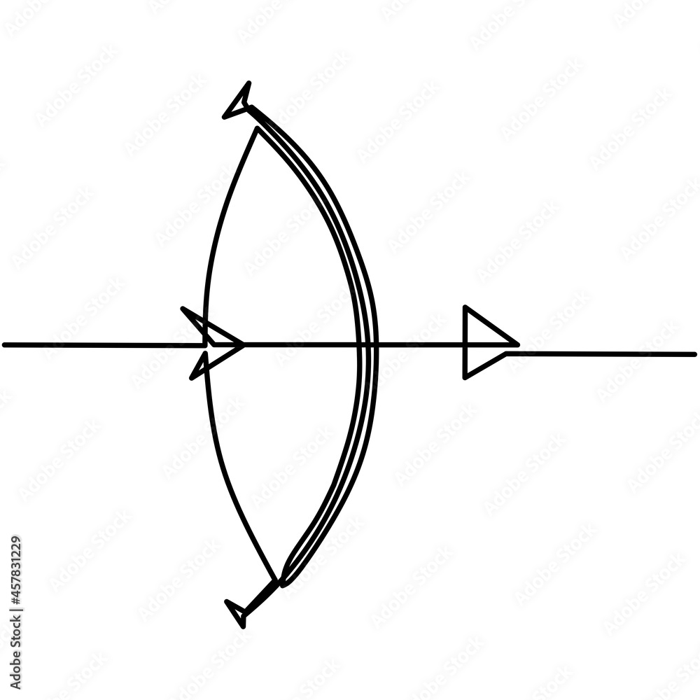 Continuous line drawing of arrow, object one line, single line art, vector illustration Continuous line drawing of arrow, object one line, single line art, vector illustration