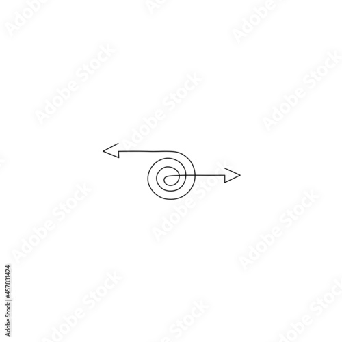 Continuous line drawing of arrow , circle design, object one line, single line art, vector illustration