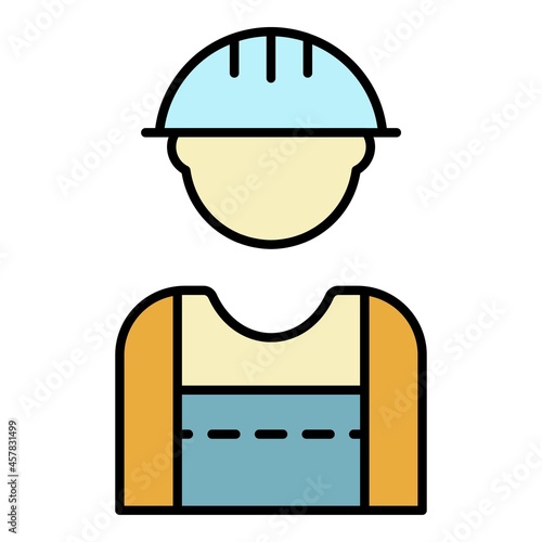 Masonry worker icon. Outline masonry worker vector icon color flat isolated