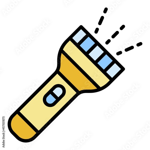 Led flashlight icon. Outline led flashlight vector icon color flat isolated