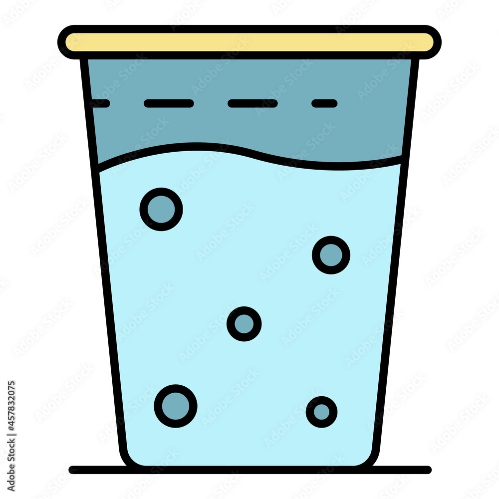 Water plastic glass icon. Outline water plastic glass vector icon color flat isolated Water plastic glass icon. Outline water plastic glass vector icon color flat isolated