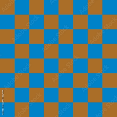 Checkerboard 8 by 8. Blue and Brown colors of checkerboard. Chessboard  checkerboard texture. Squares pattern. Background.