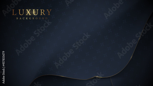 Dark blue fabric with geometric shapes pattern. Abstract luxury background. Vector illustration