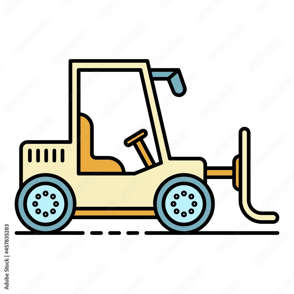 Forklift icon. Outline forklift vector icon color flat isolated