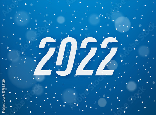 Happy new 2022 year greeting card with snowfall