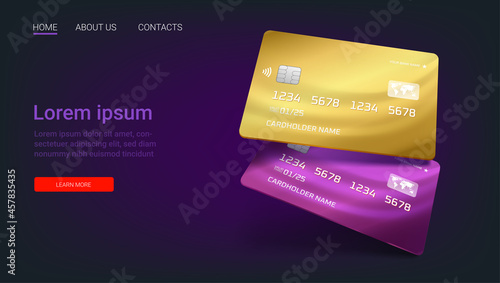 Plastic credit cards. Web banner template