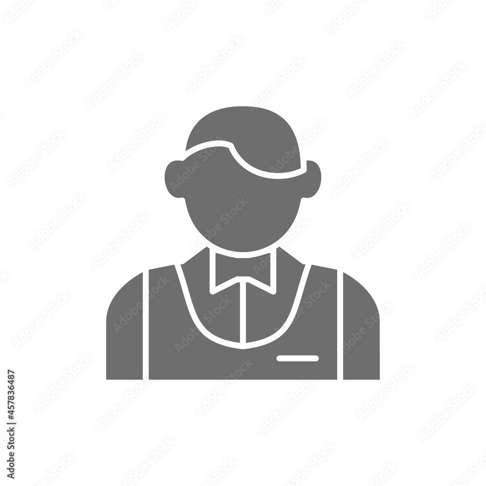 Waiter, bartender, sommelier grey icon. Isolated on white background Waiter, bartender, sommelier grey icon. Isolated on white background