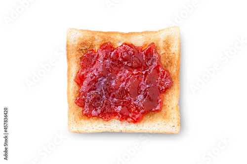 Toast with butter and jam on white