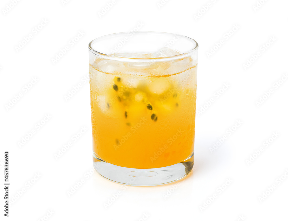 Glass of Passion fruit juice isolated on white background. Glass of Passion fruit juice isolated on white background.