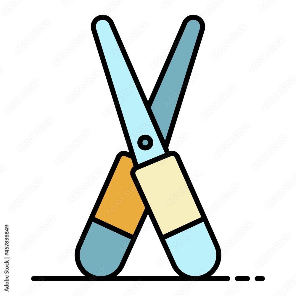 Garden scissors icon. Outline garden scissors vector icon color flat isolated