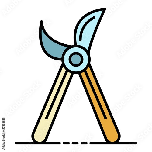Secateurs icon. Outline secateurs vector icon color flat isolated