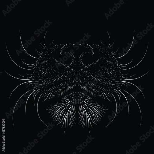 The Vector logo tiger for tattoo or T-shirt design or outwear.  Hunting style big cat print on black background. This hand drawing is for black fabric or canvas.