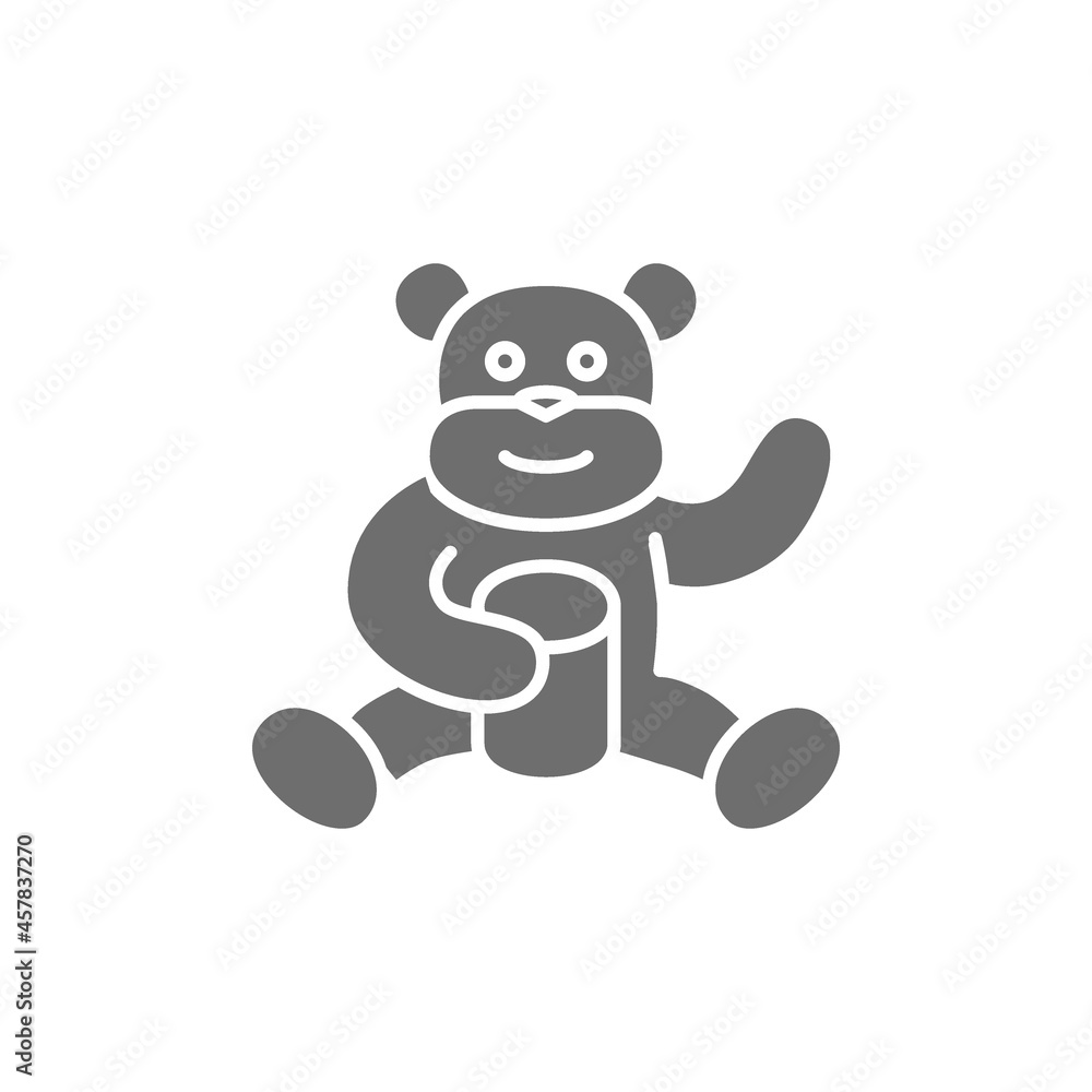 Fototapeta premium Bear eating sweet honey grey icon. Isolated on white background