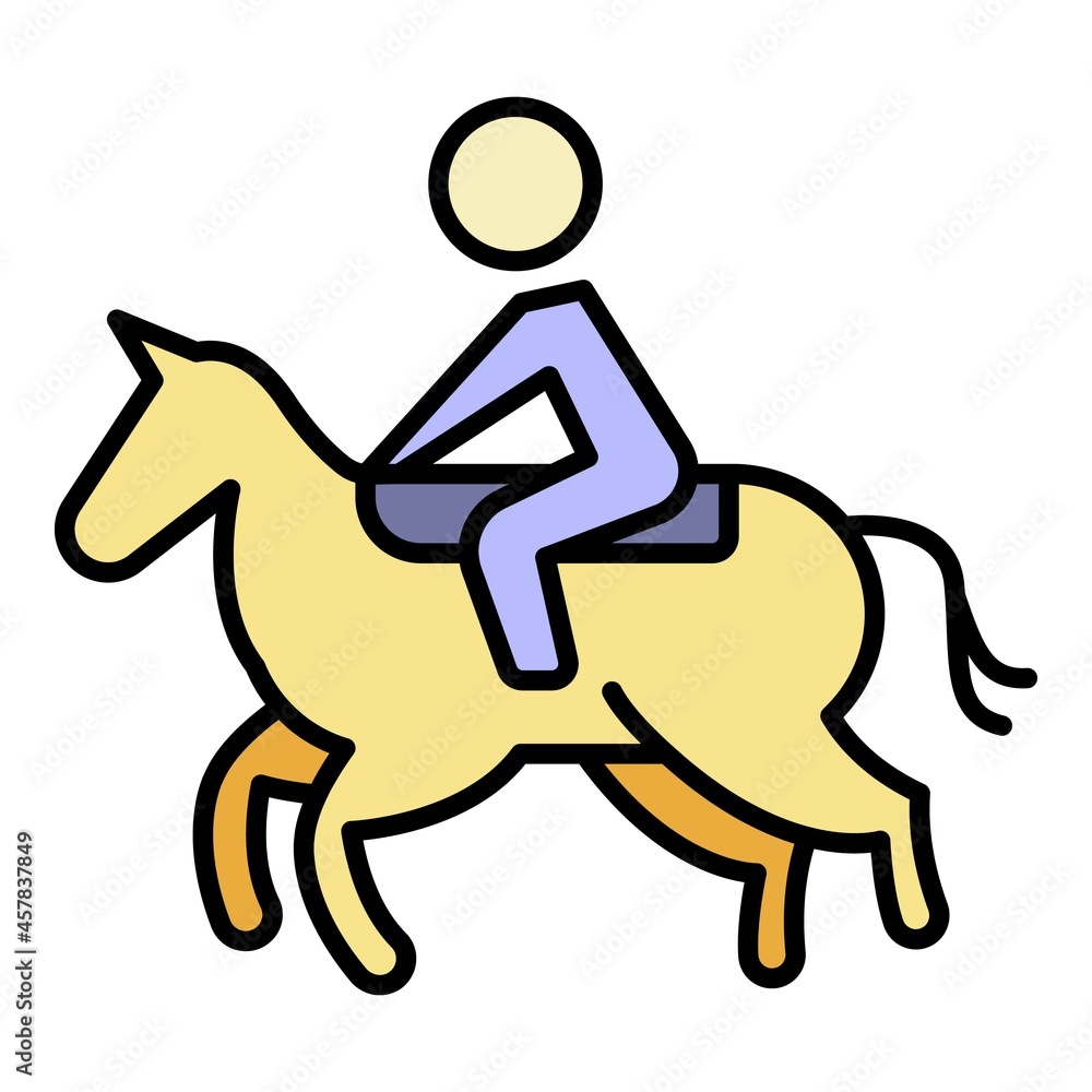 Win horseback riding icon. Outline win horseback riding vector icon color flat isolated Win horseback riding icon. Outline win horseback riding vector icon color flat isolated