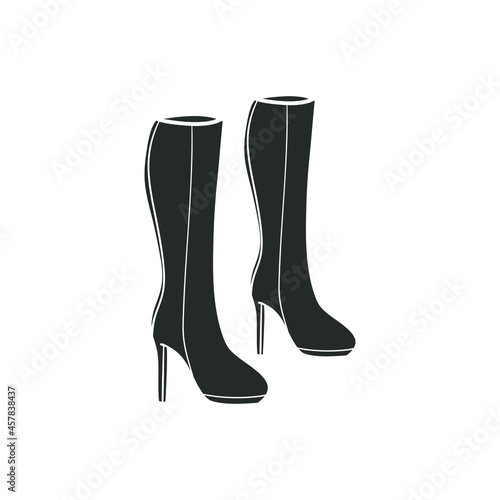 High Heel Boots Icon Silhouette Illustration. Elegant Boots Vector Graphic Pictogram Symbol Clip Art. Doodle Sketch Black Sign.