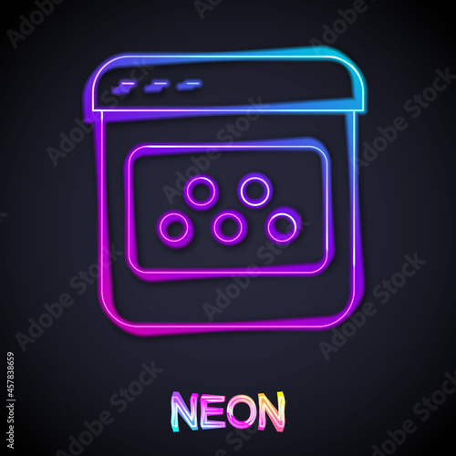 Glowing neon line Taxi mobile app icon isolated on black background. Mobile application taxi. Vector