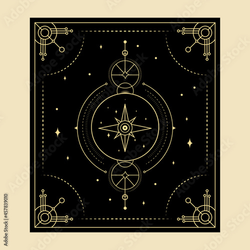 Celestial mystical tarot cards Elements of esoteric, occult, alchemical and witch symbols Zodiac signs Cards with esoteric symbols. Silhouette of hands, stars, moon and crystals spiritual vector