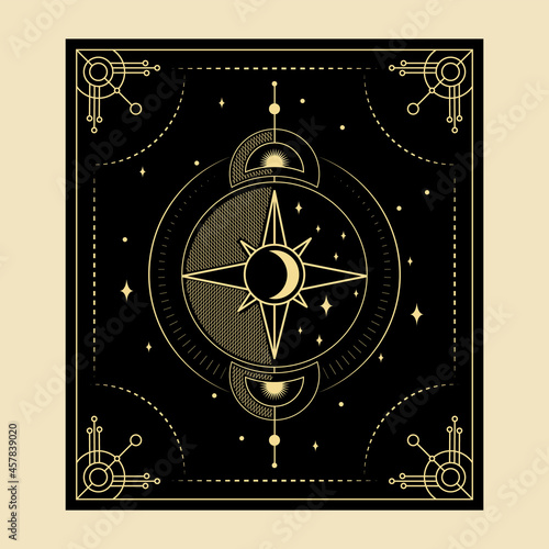 Celestial mystical tarot cards Elements of esoteric, occult, alchemical and witch symbols Zodiac signs Cards with esoteric symbols. Silhouette of hands, stars, moon and crystals spiritual vector