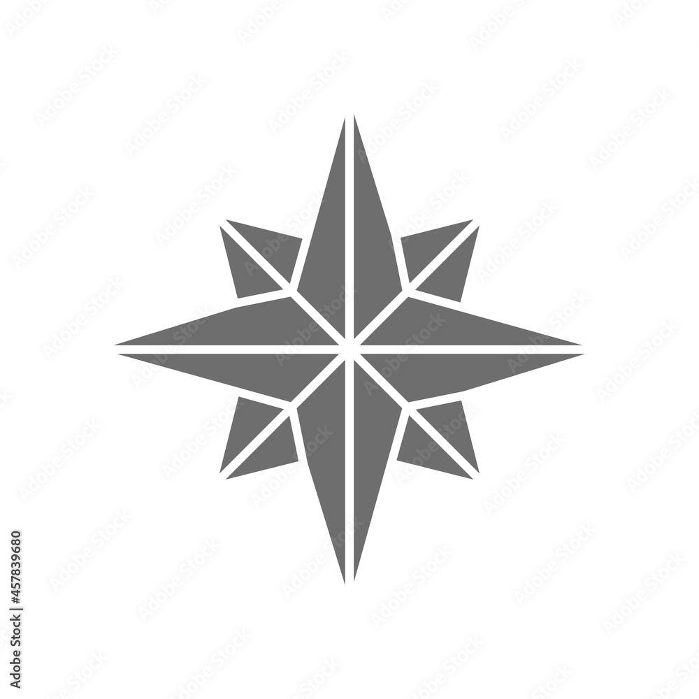 Wind rose, compass, navigation grey icon. Isolated on white background Wind rose, compass, navigation grey icon. Isolated on white background