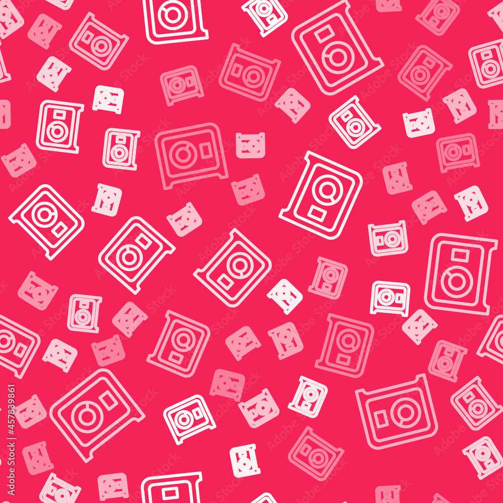 White line Safe icon isolated seamless pattern on red background. The door safe a bank vault with a combination lock. Reliable Data Protection. Vector White line Safe icon isolated seamless pattern on red background. The door safe a bank vault with a combination lock. Reliable Data Protection. Vector