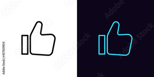 Outline thumb up icon, with editable stroke. Linear like sign, approve pictogram