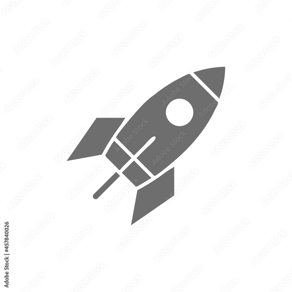 Rocket grey icon. Isolated on white background
