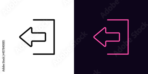 Outline logout icon, with editable stroke. Linear exit sign, user output pictogram