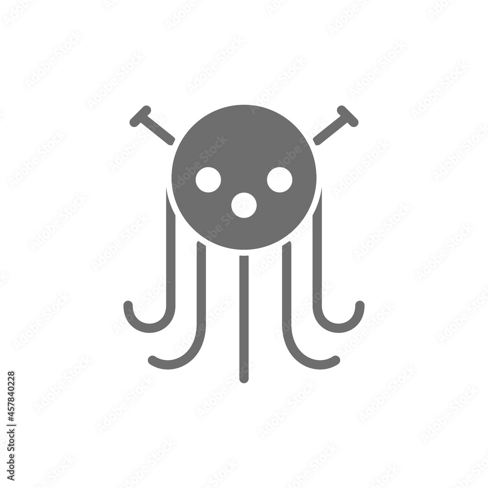 Alien, UFO grey icon. Isolated on white background Alien, UFO grey icon. Isolated on white background