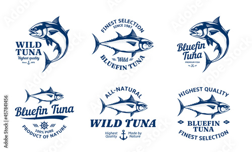 Vector tuna logo and tuna fish illustrations photo