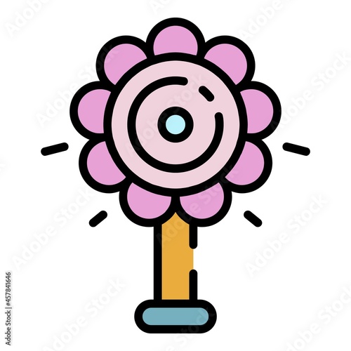 Flower rattle toy icon. Outline flower rattle toy vector icon color flat isolated