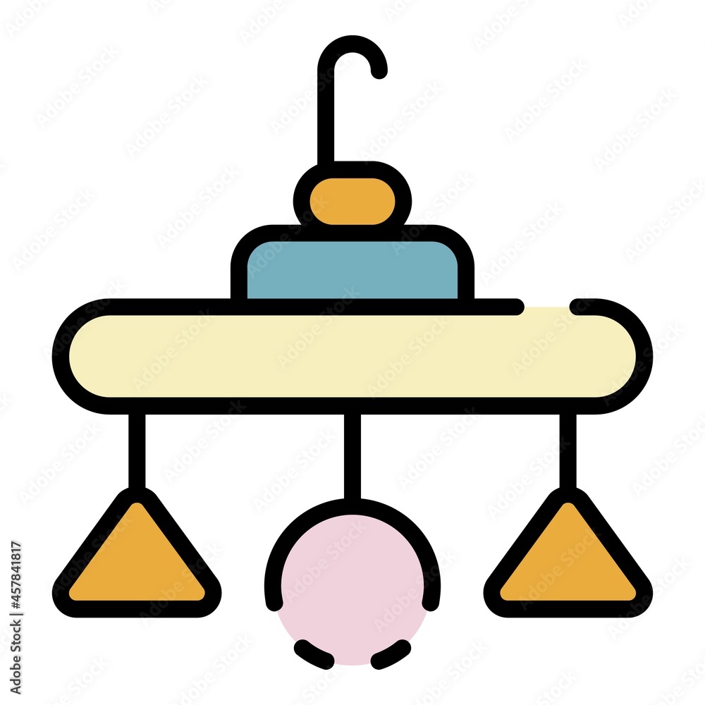 Crib plastic toy icon. Outline crib plastic toy vector icon color flat isolated Crib plastic toy icon. Outline crib plastic toy vector icon color flat isolated