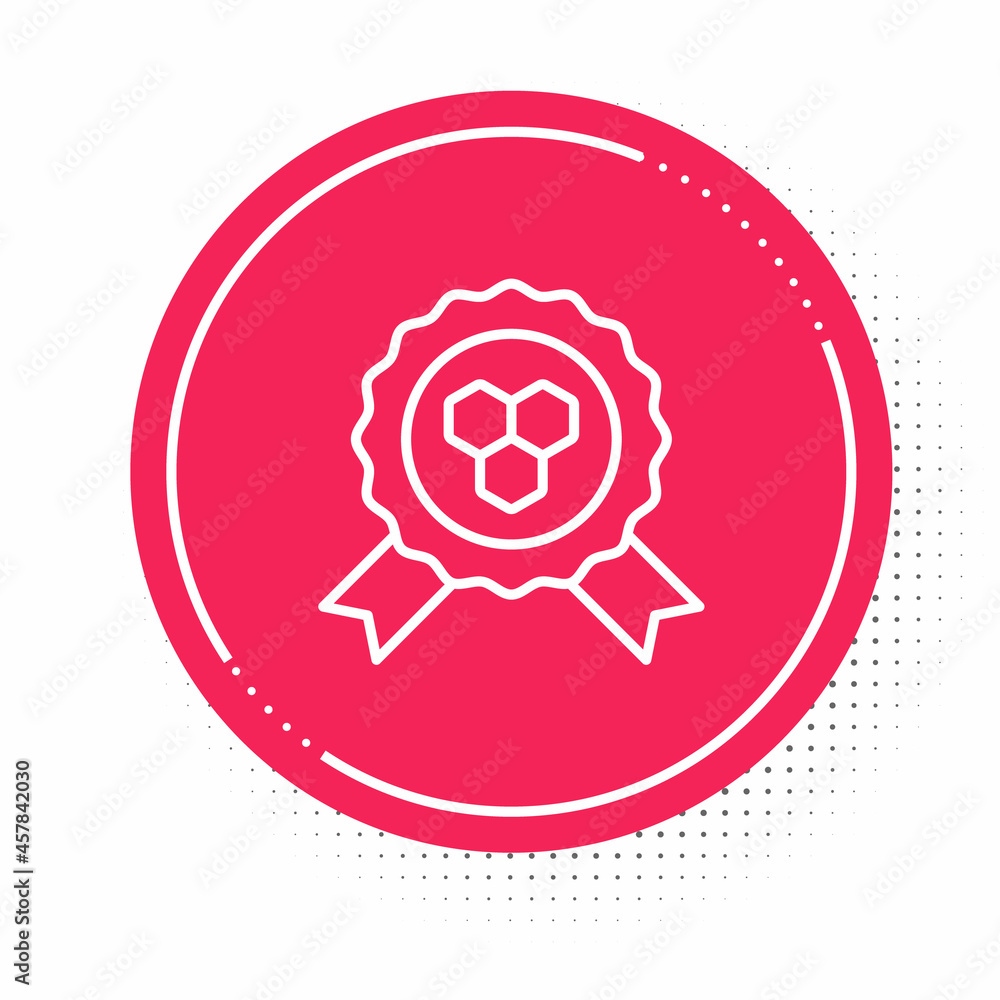 White line Honey award icon isolated on white background. Honey medal. Red circle button. Vector White line Honey award icon isolated on white background. Honey medal. Red circle button. Vector