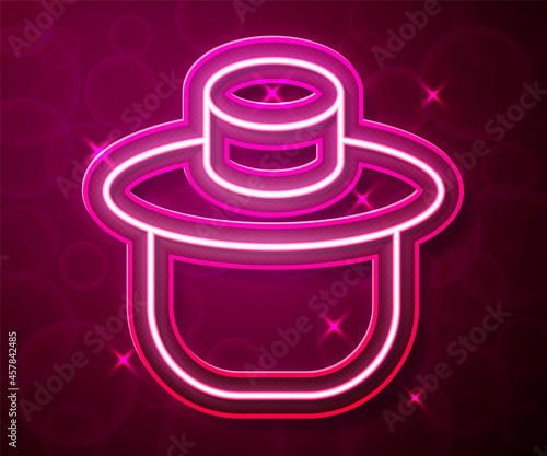 Glowing neon line Beekeeper with protect hat icon isolated on red background. Special protective uniform. Vector
