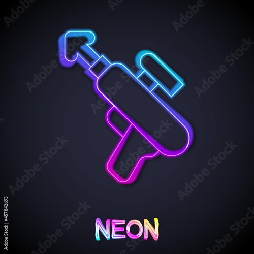 Glowing neon line Fishing harpoon icon isolated on black background. Fishery manufacturers for catching fish under water. Diving underwater equipment. Vector