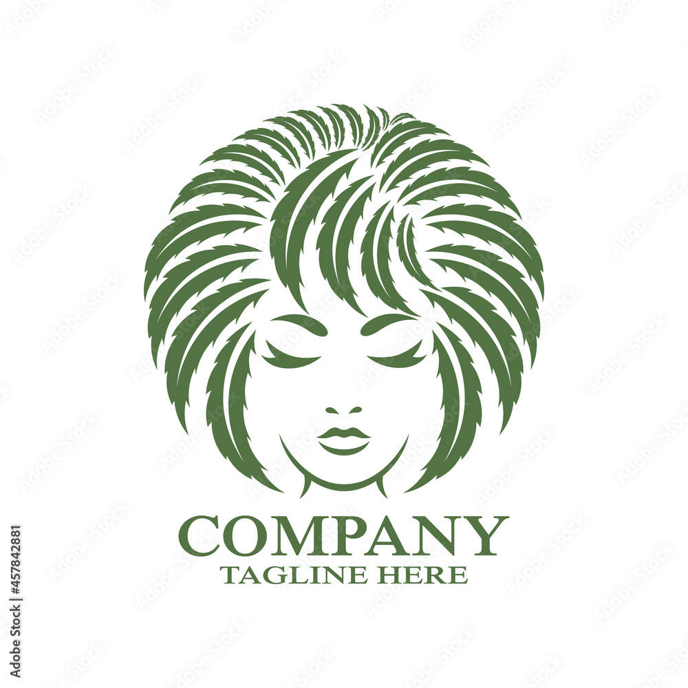 Modern woman cannabis logo. Vector illustration Modern woman cannabis logo. Vector illustration