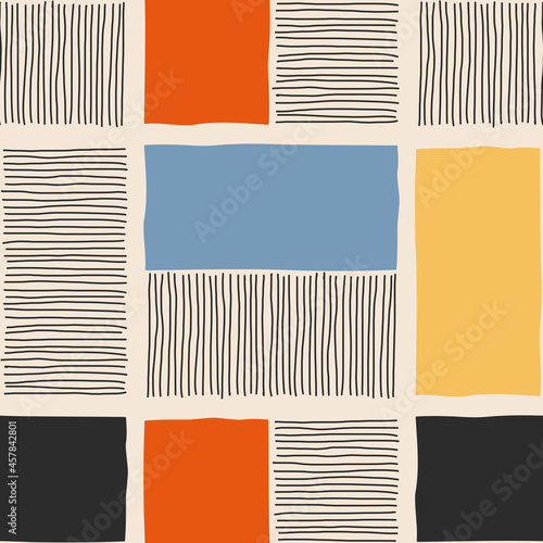 Trendy minimalist seamless pattern with abstract creative hand drawn composition