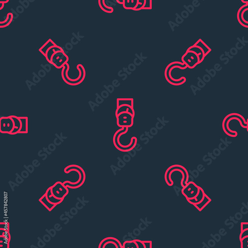 Red line Spring scale icon isolated seamless pattern on black background. Balance for weighing. Determination of weight. Vector