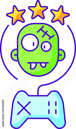 computer game, zombie, vector color icon, for web design, templates and more