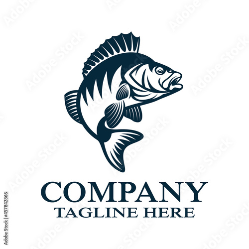 Modern perch and fishing logo. Vector illustration