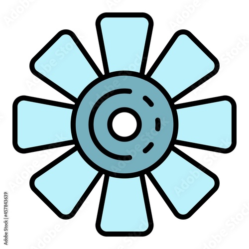 Car fan icon. Outline car fan vector icon color flat isolated