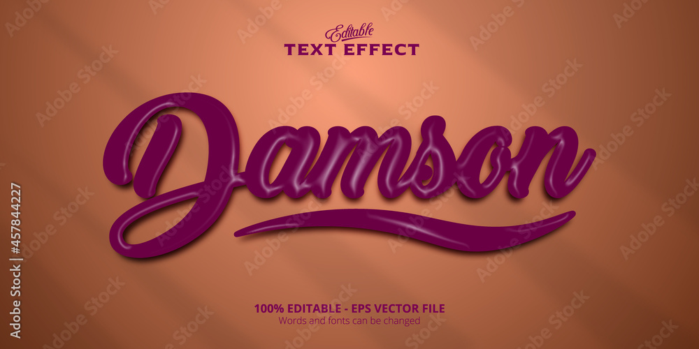 Editable text effect, Damson text