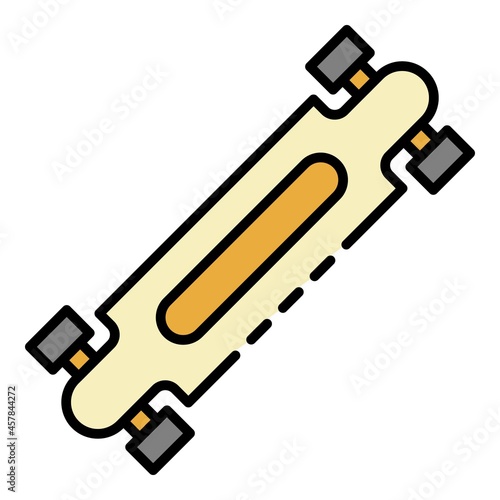 Longboard icon. Outline longboard vector icon color flat isolated