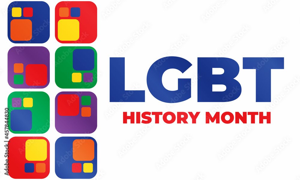 LGBT history month in October. LGBT flag in text. Poster, card, banner, background, T-shirt design. LGBT history month in October. LGBT flag in text. Poster, card, banner, background, T-shirt design.