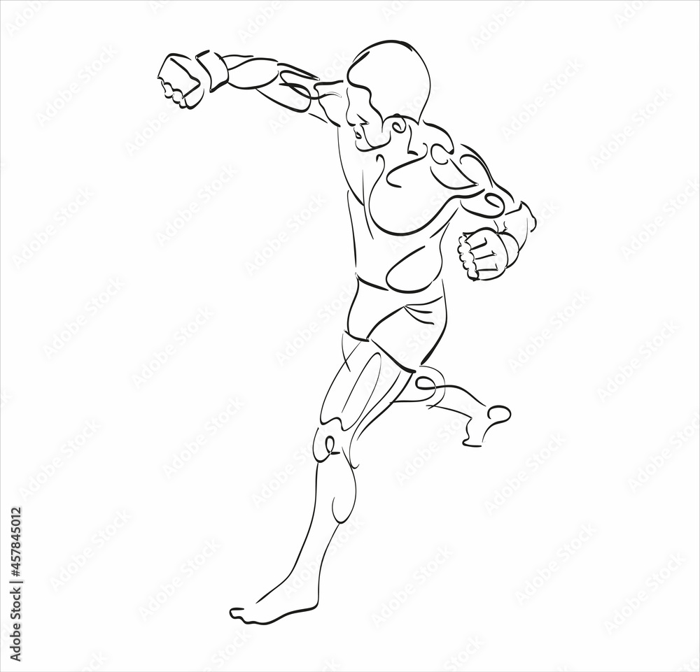 Vector drawing of the fighter of mixed martial arts. MMA. Octagon. Vector drawing of the fighter of mixed martial arts. MMA. Octagon.