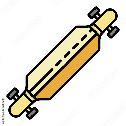 Longboard icon. Outline longboard vector icon color flat isolated