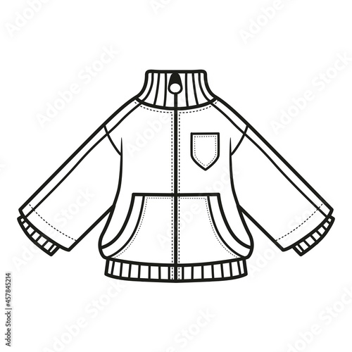 Demi-season insulated jacket outline for coloring on a white background