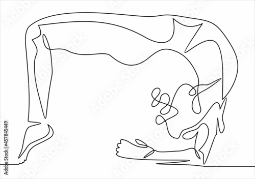 continuous line drawing of women fitness yoga concept vector health illustration