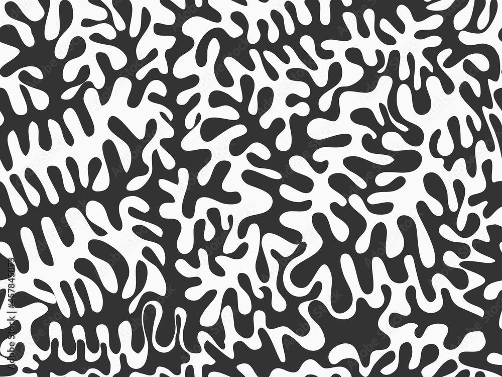 abstract black and white curved curly hand drawn lines seamless pattern  for background, wallpaper, label, banner, texture, cover, card etc. vector design.