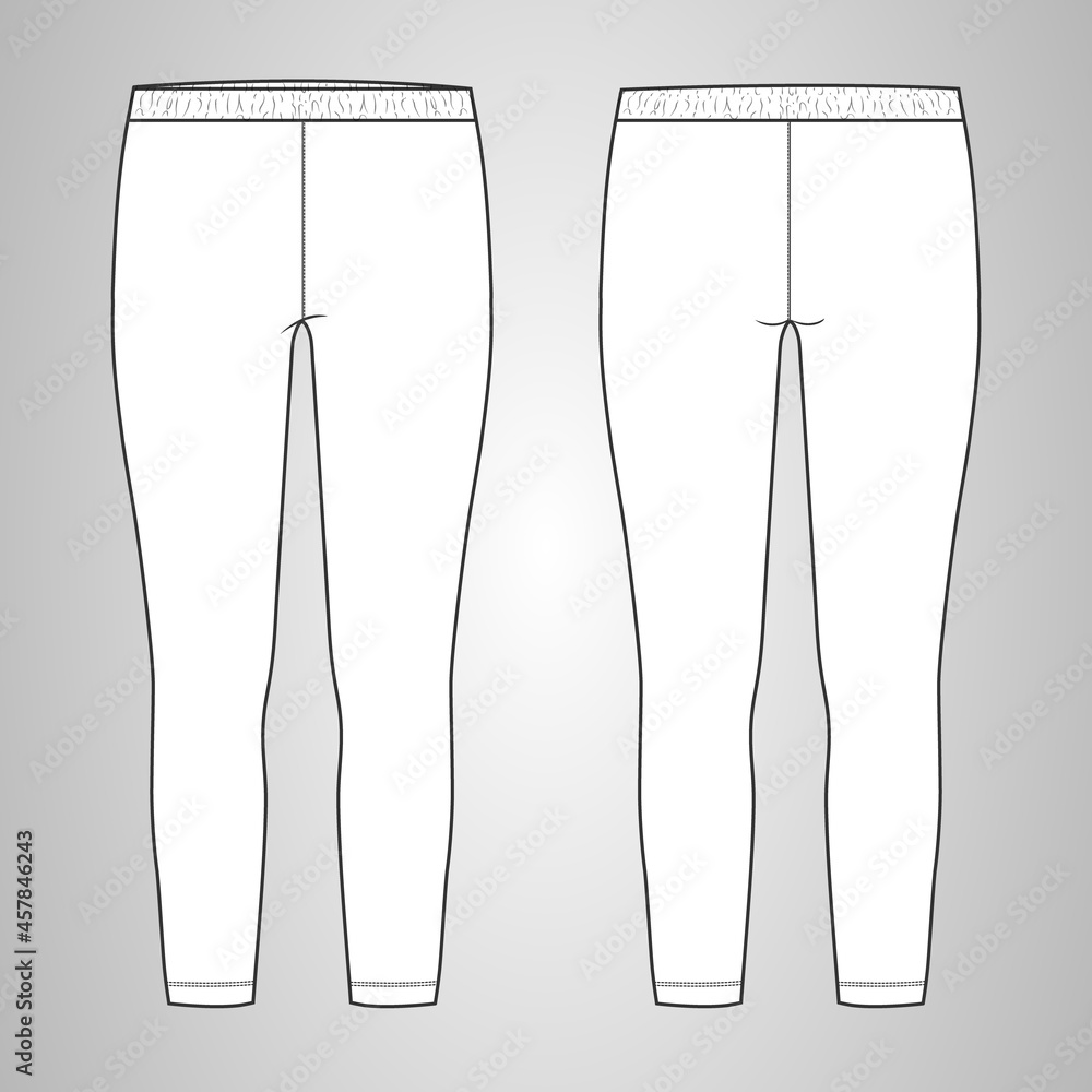 Women's Legging pant technical Fashion flat sketch vector illustration ...